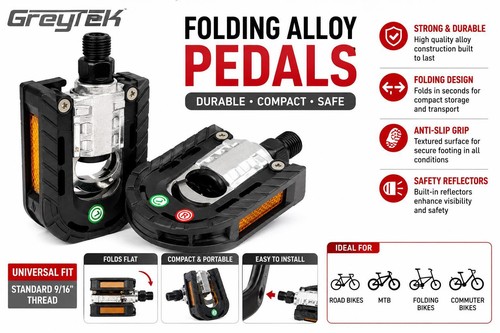 Greytek folding bike - greytek, pedals
